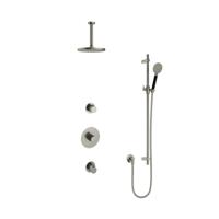 Hotbath Cobber - Inbouw Regendoucheset - Geborsteld Nikkel - 2 Stopkranen - Thermostatisch - Plafondbuis 15 cm - Hoofddouche 200 mm - Ronde Handdouche 3 Standen - Glijstang 900 mm - Waterbesparend