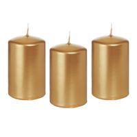 Cilinderkaars/stompkaars - 10x - goud - 5 x 8 cm - 18 branduren