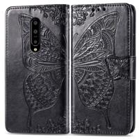 Butterfly Love bloemen reliëf horizontale Flip lederen case voor OnePlus 7 Pro met houder & kaartsleuven & portemonnee & Lanyard (zwart)