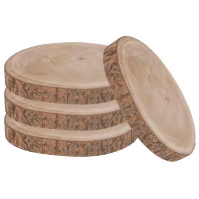 Boomschijf - 4x - 30 x 3 cm - paulownia hout - rond - kaarsenbord - serveerplank