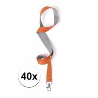 40 lanyards oranje/grijs 2 x 50 cm   -