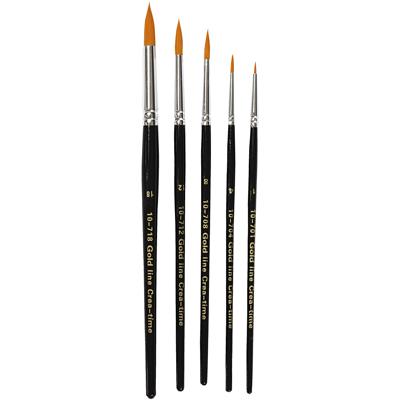 Creativ Company Gold line penselen, afm 1+4+8+12+18, l: 17-19 cm, b: 1-7 mm, rond, 5 stuk/ 1 doos