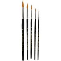 Creativ Company Gold line penselen, afm 1+4+8+12+18, l: 17-19 cm, b: 1-7 mm, rond, 5 stuk/ 1 doos