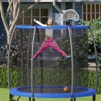 Buiten Trampoline Met Basketbalring Omheining Net Veiligheidsmat Basketbal & Ballenpomp Inbegrepen voor Kinderen en Volwassenen - thumbnail