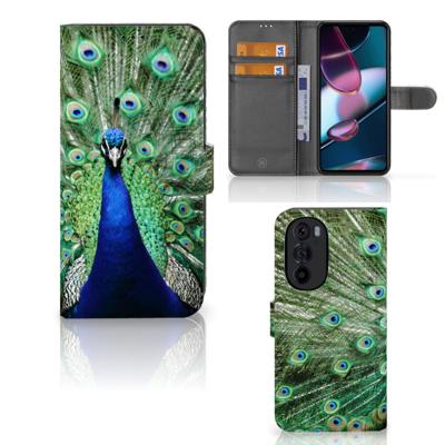 Motorola Edge 30 Pro | Telefoonhoesje | Met pasjeshouder | Pauw