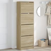 Schoenenkast met 4 klaplades 60x34x187,5 cm sonoma eikenkleurig