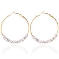 Vrouwen hoepel oorbellen etnische Vintage kraal Boho oorbellen verklaring Jewelry(white)