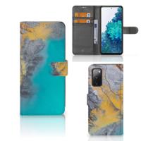 Samsung Galaxy S20 FE | Bookcase | Marble Blue Gold Samsung Galaxy S20 FE | Bookcase | Marble Blue Gold
