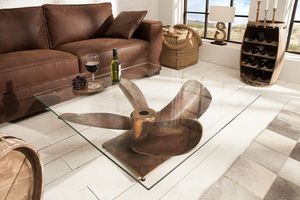Maritieme salontafel OCEAN L 85cm antiek koper met scheepsschroef - 39254