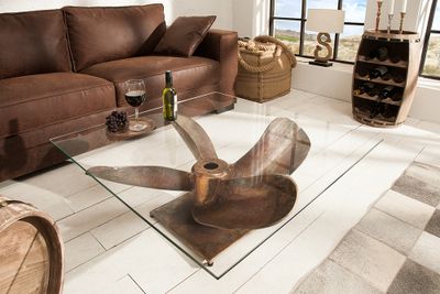 Maritieme salontafel OCEAN L 85cm antiek koper met scheepsschroef - 39254