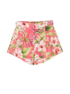 TWINSET Kids short taille-haute à fleurs - Rose