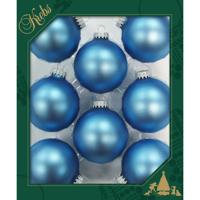 Krebs Kerstballen - 16x velvet blauw glas 7 cm