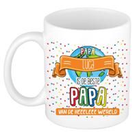 Naam mok papa Luca - wit - de beste - keramiek - 300 ml - Vaderdag/verjaardag