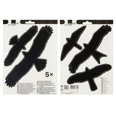 Vogel afweer stickers - 5x - zwart - weerbestendig - 17 x 24 cm - voor ramen/ruiten/terrasschermen