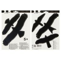 Vogel afweer stickers - 5x - zwart - weerbestendig - 17 x 24 cm - voor ramen/ruiten/terrasschermen