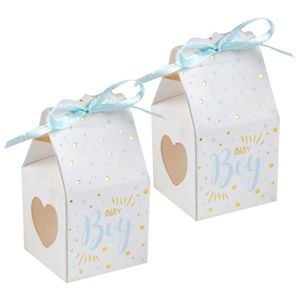 Cadeaudoosjes baby boy - Babyshower bedankje - 12x stuks - wit/blauw - 4 cm - zoon