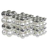 88x stuks glazen kerstballen zilver 4, 6 en 8 cm mat/glans - thumbnail