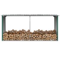 Haardhoutschuur 330x92x153 cm gegalvaniseerd staal groen