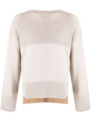 Off-White pull colour block à design nervuré - Gris