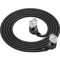 ACT Zwarte 0.25 meter U/FTP CAT6A LSZH Slimline patchkabel met RJ45 connectoren 90° haaks beneden n