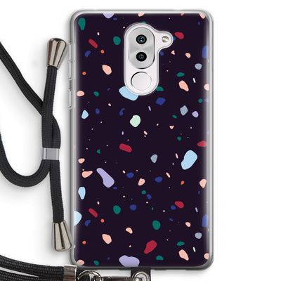 Dark Rounded Terrazzo: Honor 6X Transparant Hoesje met koord