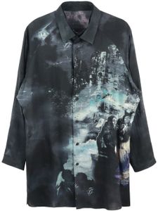 Yohji Yamamoto chemise à imprimé graphique - Noir