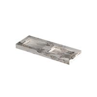 INK Pitch Wastafel keramische slab bak dubbel met drain en front en side skirts zonder kraangaten 120x45x9 Island glossy