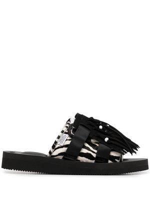 Suicoke sandales MOTO-VHL à franges - Noir
