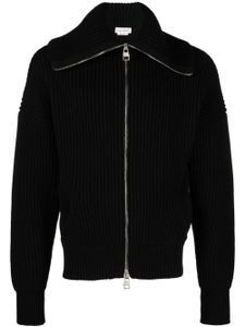 Alexander McQueen cardigan nervurée à fermeture zippée - Noir