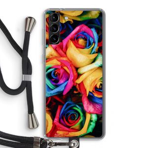 Neon bloemen: Samsung Galaxy S21 Plus Transparant Hoesje met koord