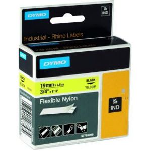 Dymo Rhino Band IND. Nylon 19 mm x 3.5 m zwart op geel
