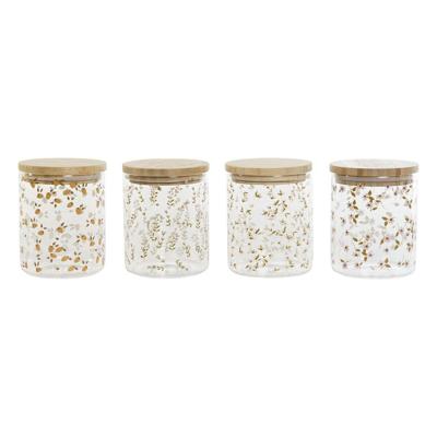 Tin DKD Home Decor Bamboe Borosilicaatglas Shabby Chic 700 ml 10 x 10 x 12,5 cm (4 Stuks)