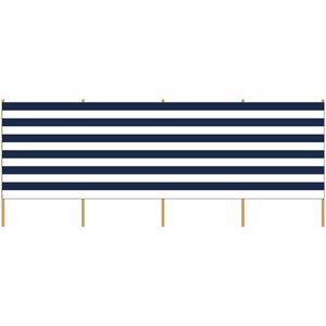 Strand/camping windscherm PE plastic gestreept wit/blauw 3,75 meter x 150 cm - Windschermen