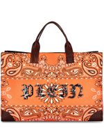 Philipp Plein sac cabas en coton à logo imprimé - Orange - thumbnail