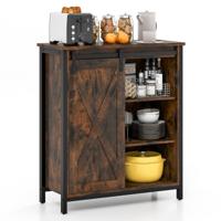 Dressoir Keukenkast in Industriële Stijl met Schuifdeuren en 3-Traps Verstelbare Planken Houten Commode voor Keuken Eetkamer Woonkamer Hal