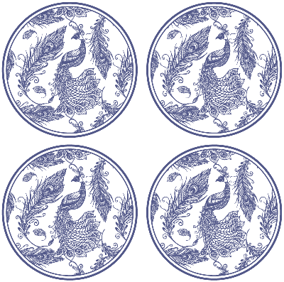 Tegel onderzetters Delftsblauwe pauw
