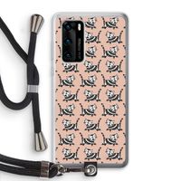 Zwarte poes: Huawei P40 Transparant Hoesje met koord