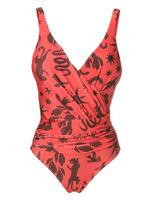 Lygia & Nanny maillot de bain Maisa imprimé à détails drapés - Marron