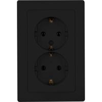 KOPP Paris HK05 Dubbel Inbouw Stopcontact Mat Zwart met Randaarde