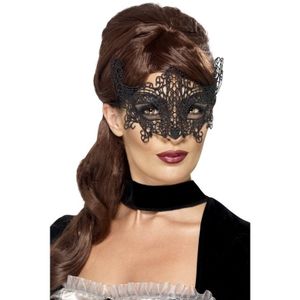 Zwart Venetiaans oogmasker voor dames   -