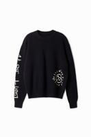 Geborduurde trui - BLACK - XL