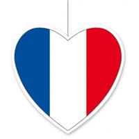 Frankrijk vlag hangdecoratie hart 28 cm