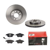 Remmenset, remschijf BREMBO, Remschijftype: Binnen geventileerd, Inbouwplaats: Vooras, u.a. für VW, Audi