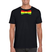 Zwart t-shirt met Limburgse vlag strik voor heren - thumbnail