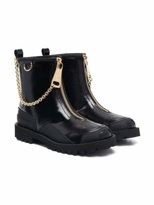 Dolce & Gabbana Kids bottines à détail de chaîne - Noir