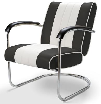 Retro Bel Air Lounge Stoel Pullman LC-01 Zwart/Wit