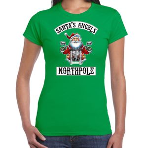 Fout Kerstshirt / outfit Santas angels Northpole groen voor dames