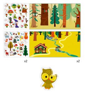Herpositioneerbare stickers Het magische bos DJECO meerdere kleuren