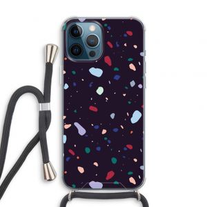 Dark Rounded Terrazzo: iPhone 12 Pro Transparant Hoesje met koord