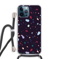 Dark Rounded Terrazzo: iPhone 12 Pro Transparant Hoesje met koord